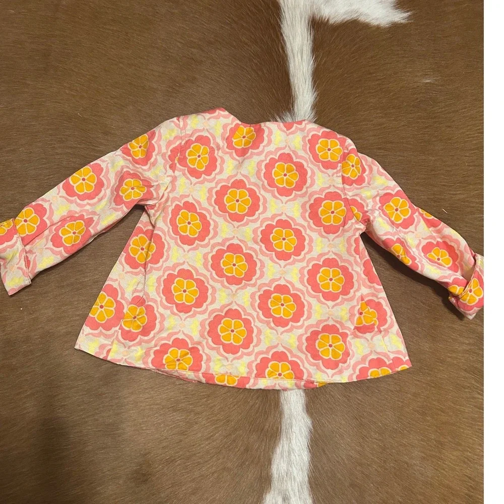 Vintage Baby Gap sz 4 Retro print swing jacket pink orange flower girls READ